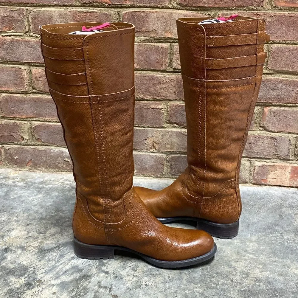 Franco Sarto Pebbled Tan Leather Tall Riding Boot Size 6.5